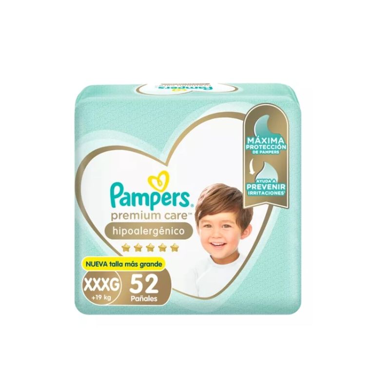 PAMPERS - Pañales Pampers Premium Care Hipoalergénico Talla Xxxg 52 Un