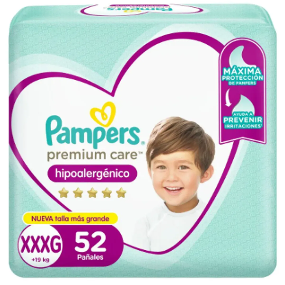 PAMPERS - Pañales Pampers Premium Care Hipoalergénico Talla Xxxg 52 Un