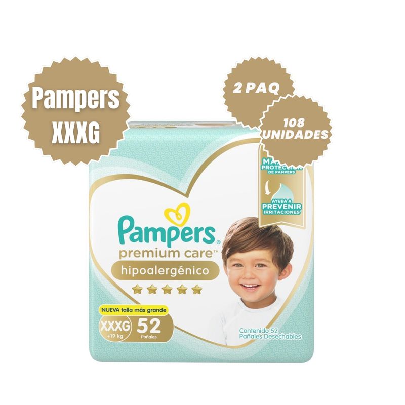 PAMPERS - Pampers Premium Care Hipoalergénico Talla Xxxg 104 Und