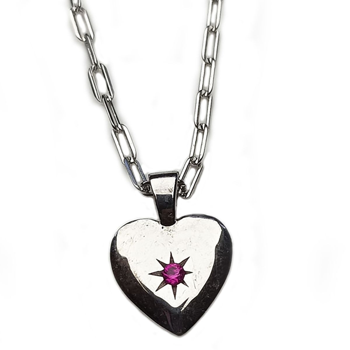 GENERICO - cadena con colgante corazón de plata