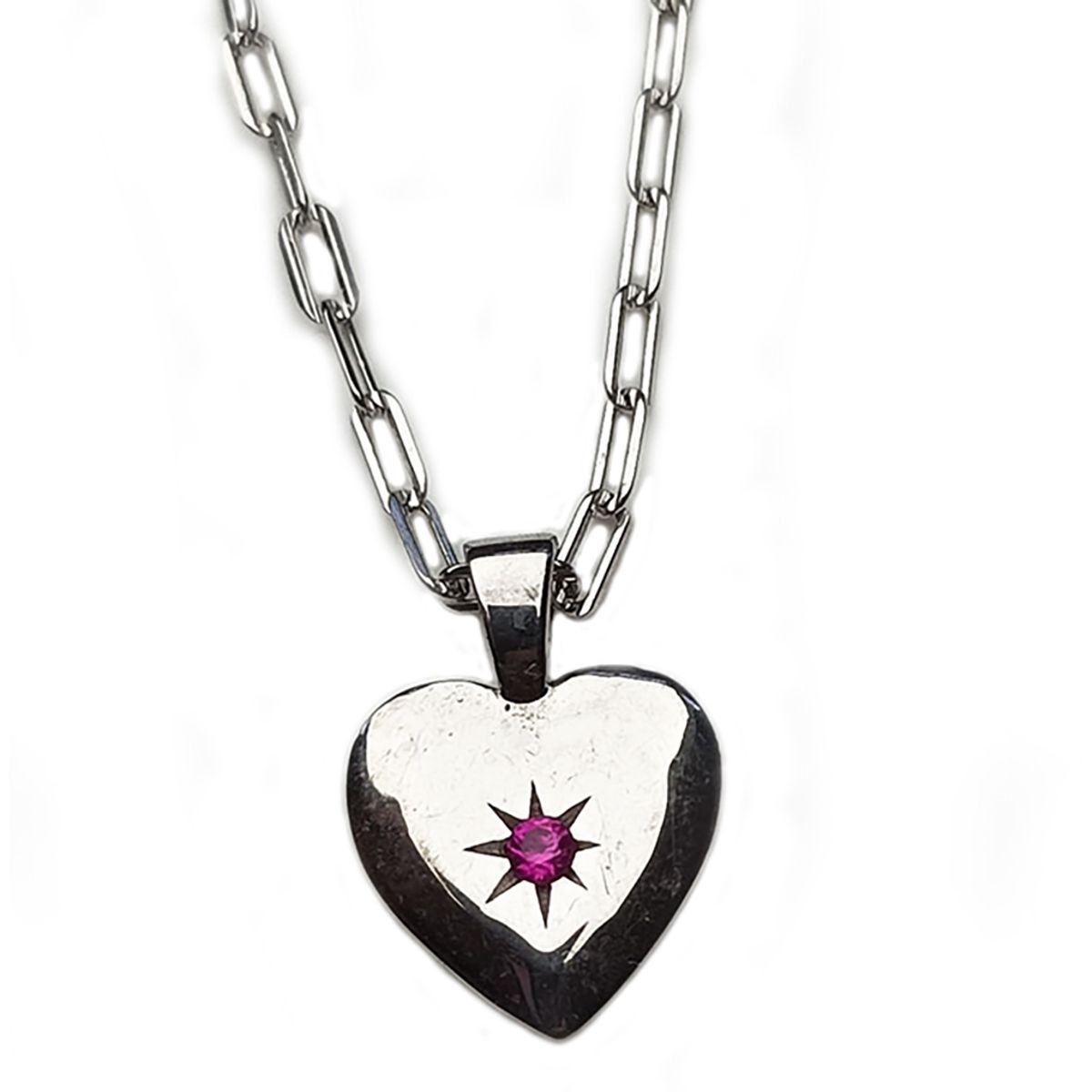 GENERICO - cadena con colgante corazón de plata