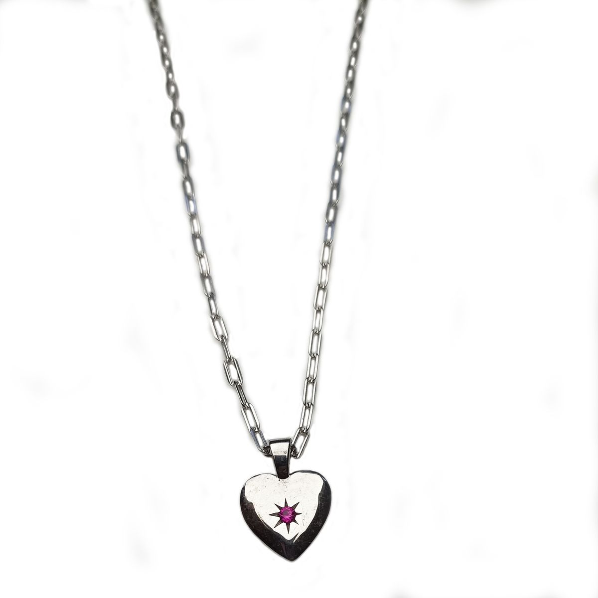 GENERICO - cadena con colgante corazón de plata