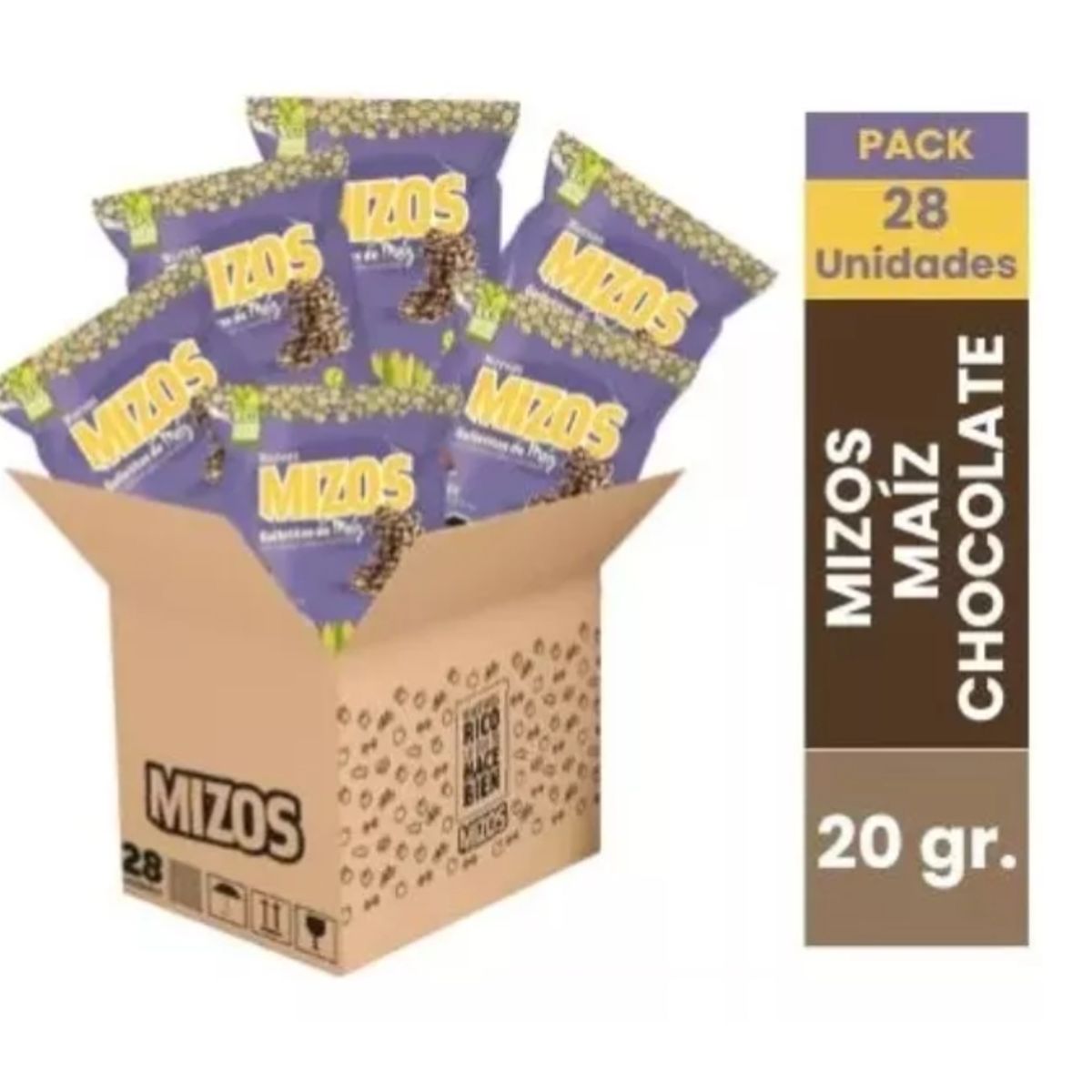 PURI SNACKS - 28 Snacks Integral Galletas De Maíz Mizos Chocolate Vegan