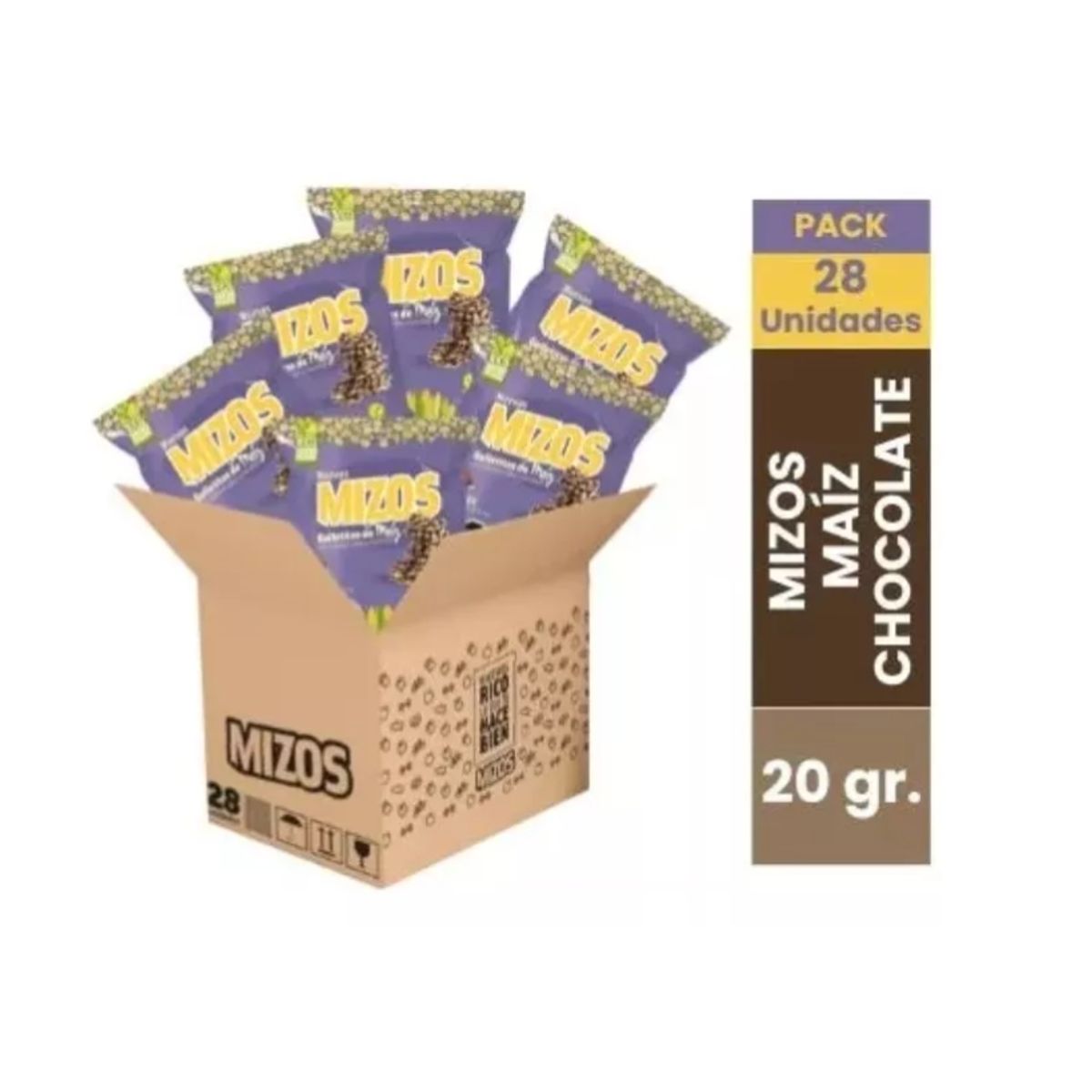 PURI SNACKS - 28 Snacks Integral Galletas De Maíz Mizos Chocolate Vegan