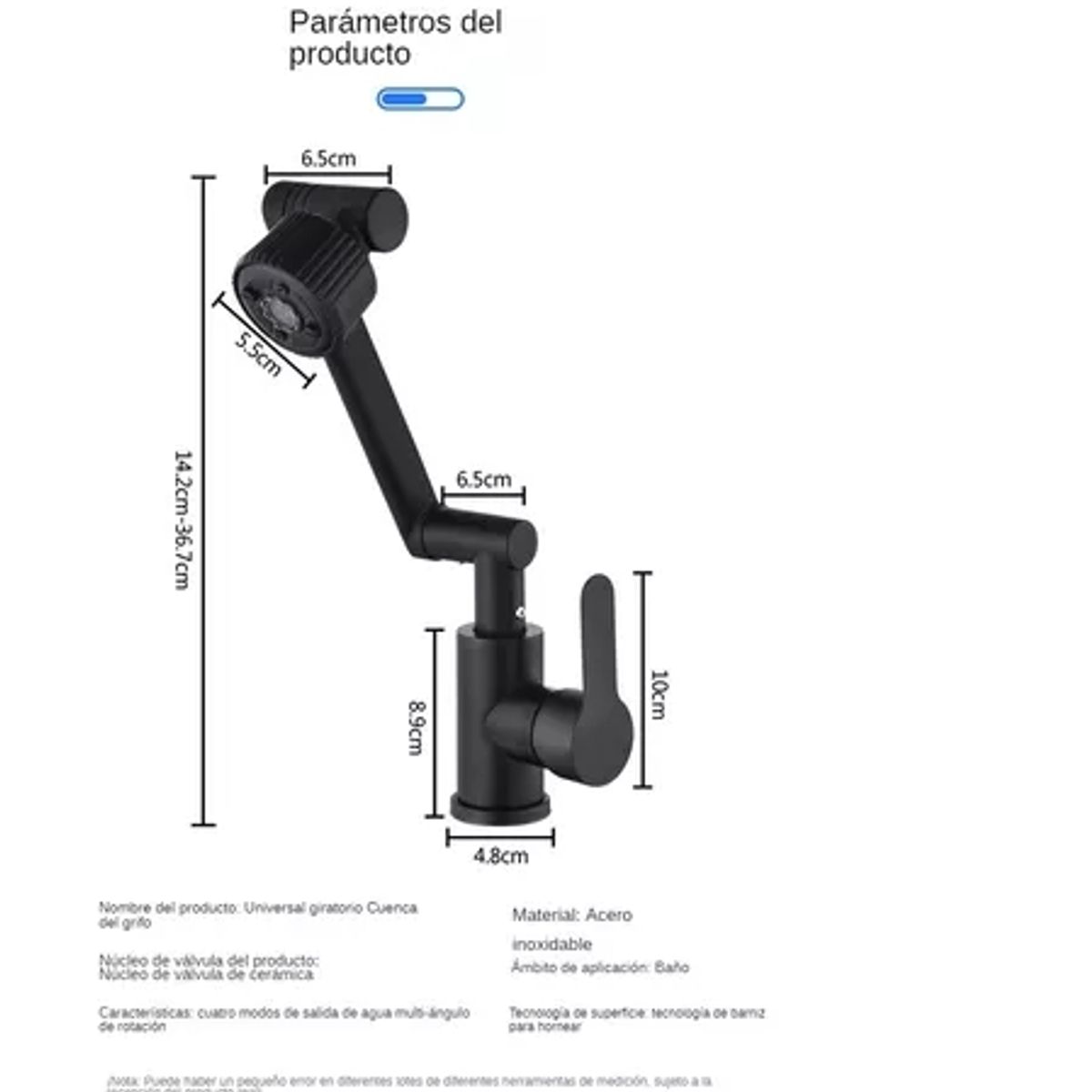 GENERICO - Grifo Monomando Cocina Ajustable 4 Modos Giratorio 1080°