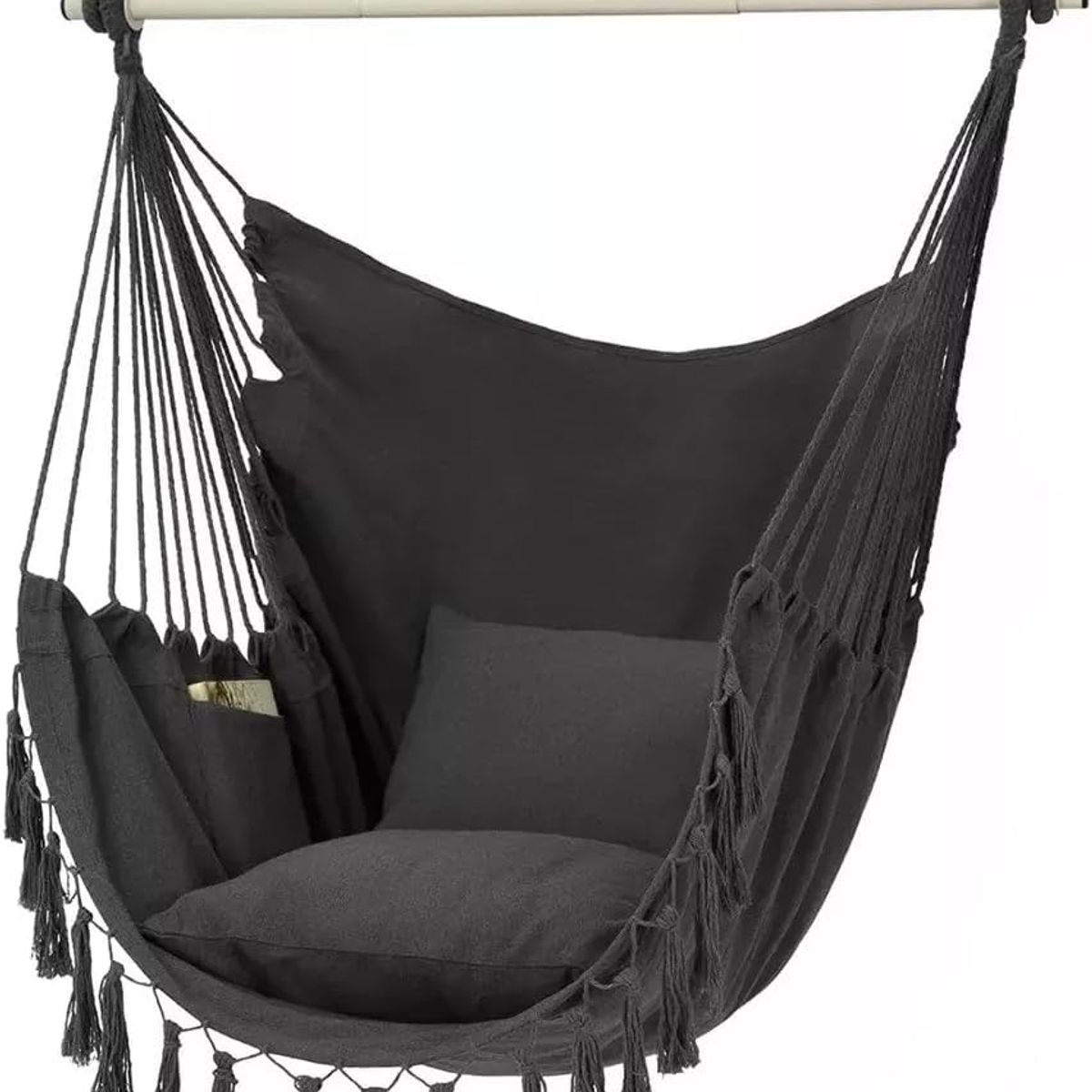 GENERICO - Silla Colgante Hamaca Columpio 2 Cojines Terrazas/Jardín Gris Oscuro