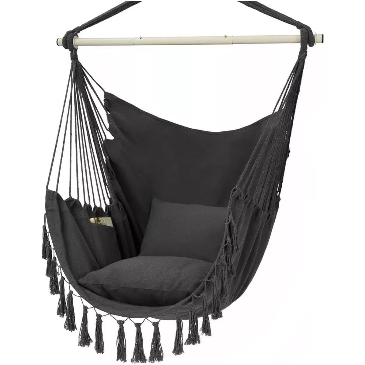 GENERICO - Silla Colgante Hamaca Columpio 2 Cojines Terrazas/Jardín Gris Oscuro
