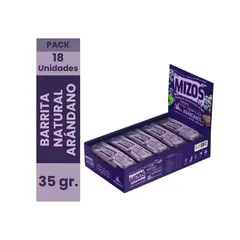 MIZOS - Barrita Natural Arándano Vegan Gluten Free Mizos18 Unidades