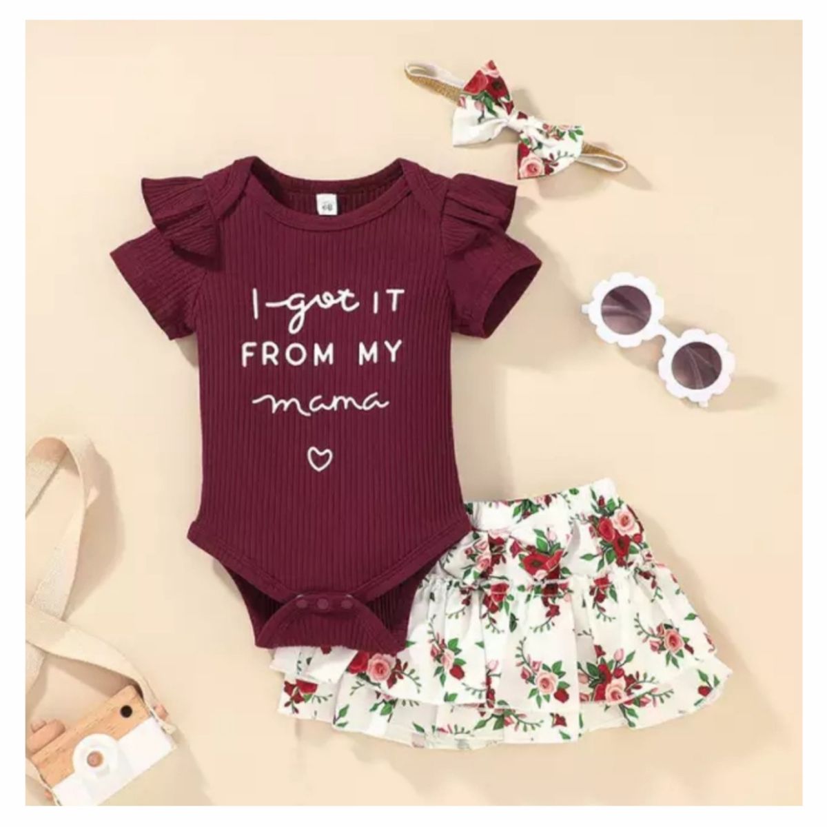 GENERICO - CONJUNTO BEBÉ NIÑA BODY MÁS SHORT PEQUEÑA LUZ