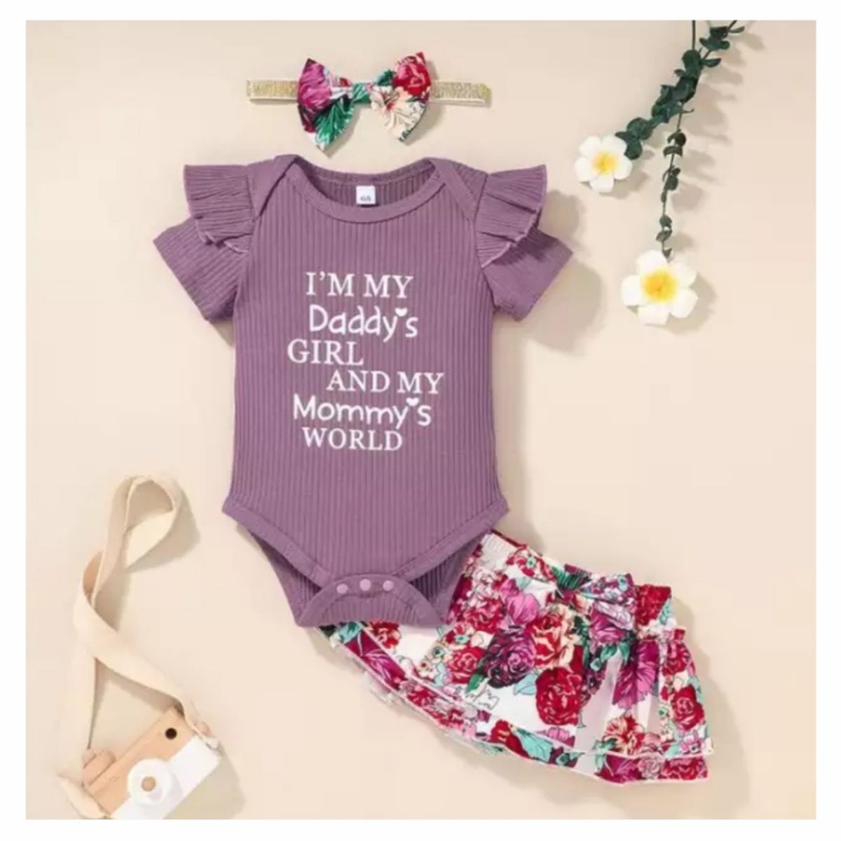 GENERICO - CONJUNTO BEBÉ NIÑA BODY MÁS SHORT PEQUEÑA LUZ
