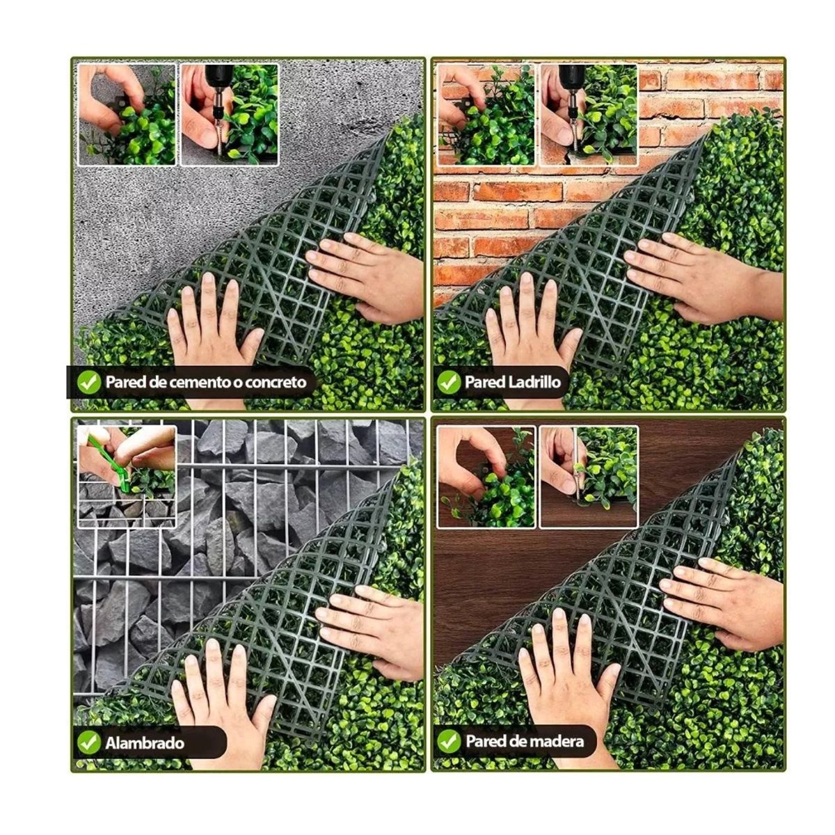GENERICO - 5 Mallas Treboles Valla Cerca Pasto Jardín Enredadera Hojas
