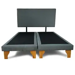 GENERICO - Base Cama Europea 2 Plazas Con Respaldo Gris Lino