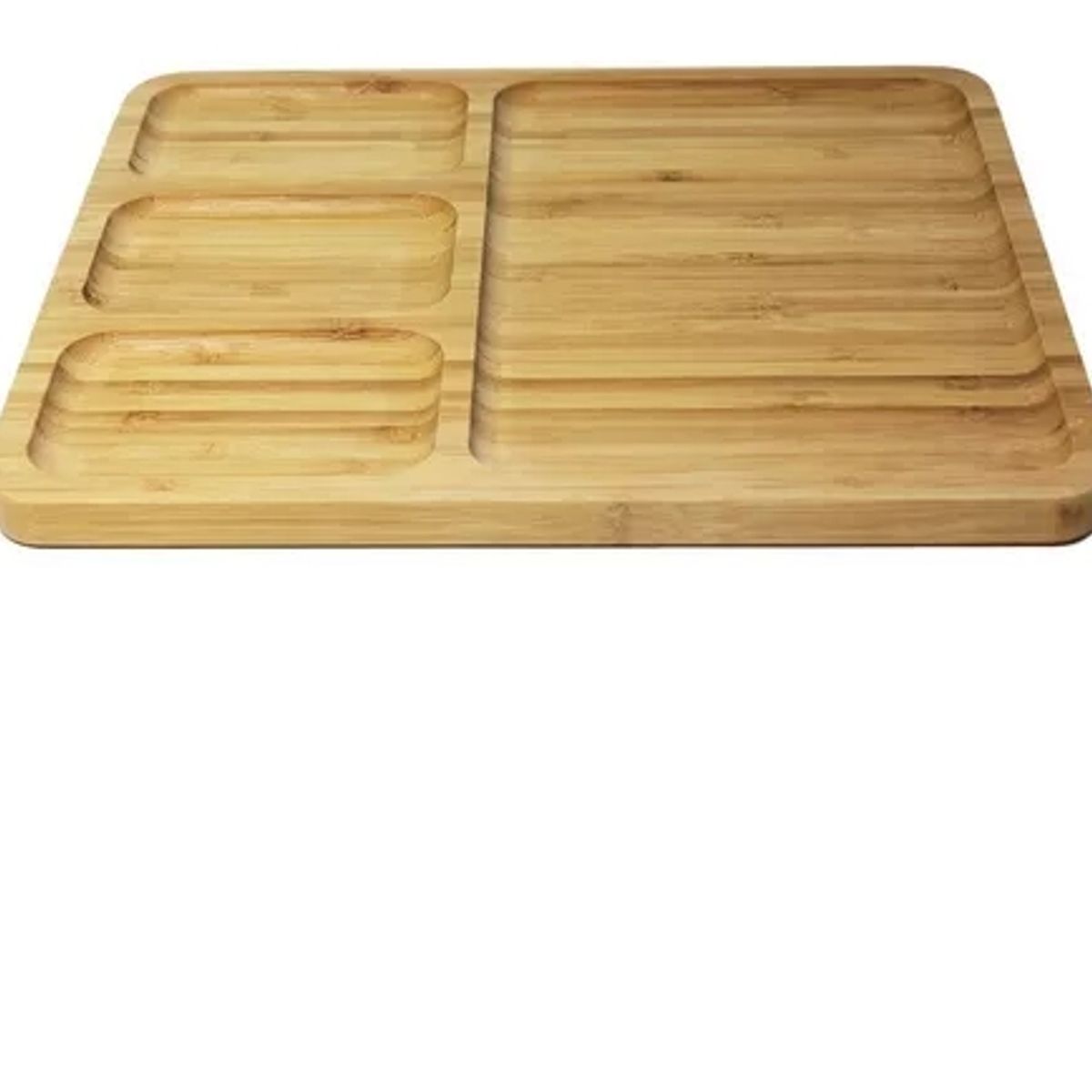GENERICO - Bandeja De Picoteo Aperitivos De Bambú Con 3 Divisiones