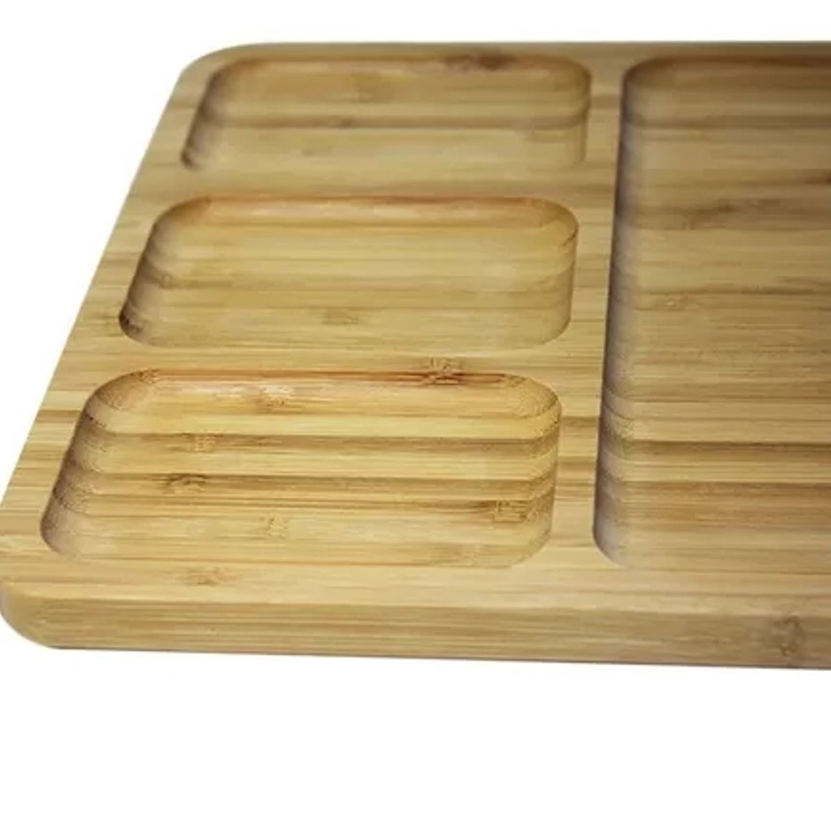 GENERICO - Bandeja De Picoteo Aperitivos De Bambú Con 3 Divisiones