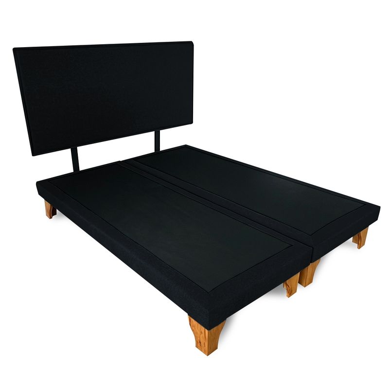 GENERICO - Base Cama Europea 2 Plazas Con Respaldo Negro Liso