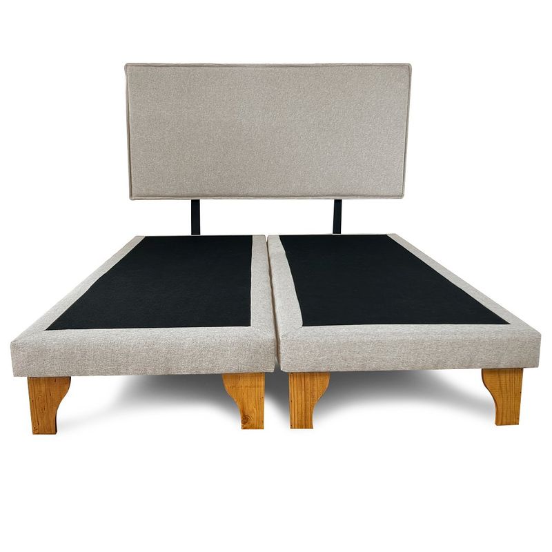 GENERICO - Base Cama Europea 2 Plazas Con Respaldo Beige Liso