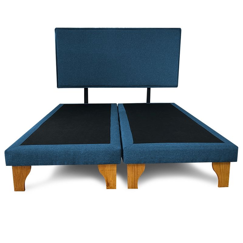 GENERICO - Base Cama Europea 2 Plazas Con Respaldo Azul Liso