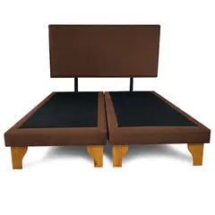 GENERICO - Base Cama Europea 2 Plazas Con Respaldo Café Liso