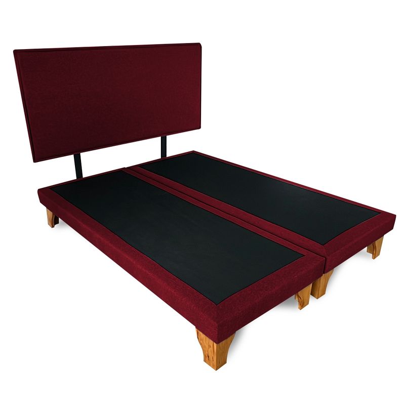 GENERICO - Base Cama Europea 2 Plazas Con Respaldo Burdeo Liso