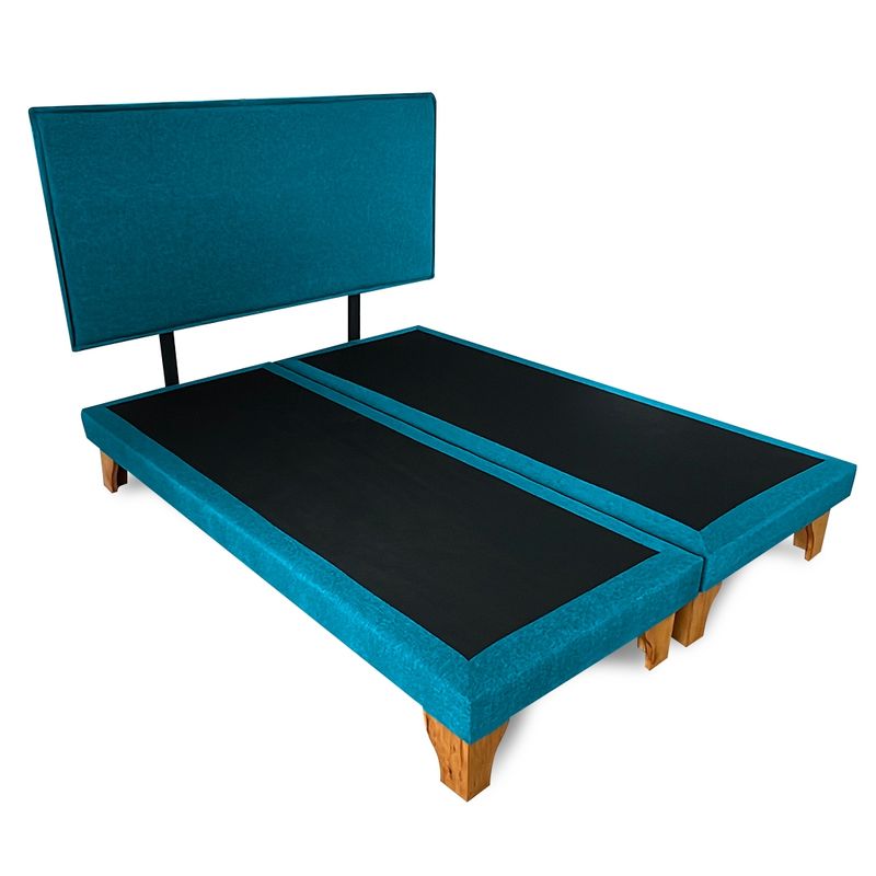 GENERICO - Base Cama Europea 2 Plazas Con Respaldo Turquesa Liso