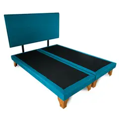 GENERICO - Base Cama Europea 2 Plazas Con Respaldo Turquesa Liso