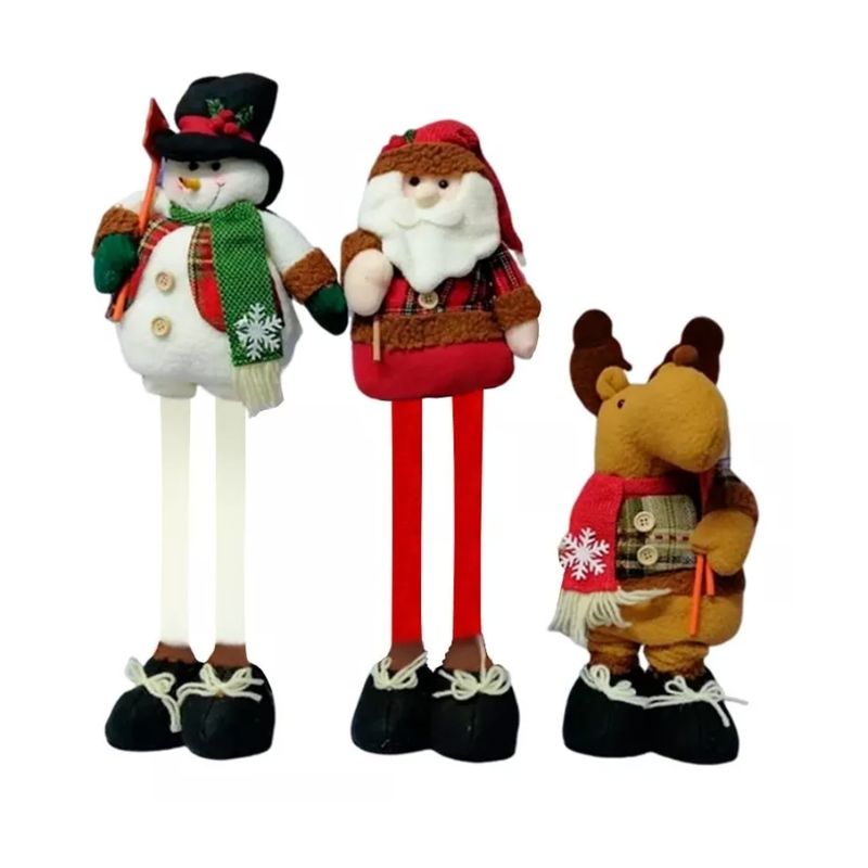 GENERICO - Pack 3 Monos Patas Largas 50cm Navideño Adorno