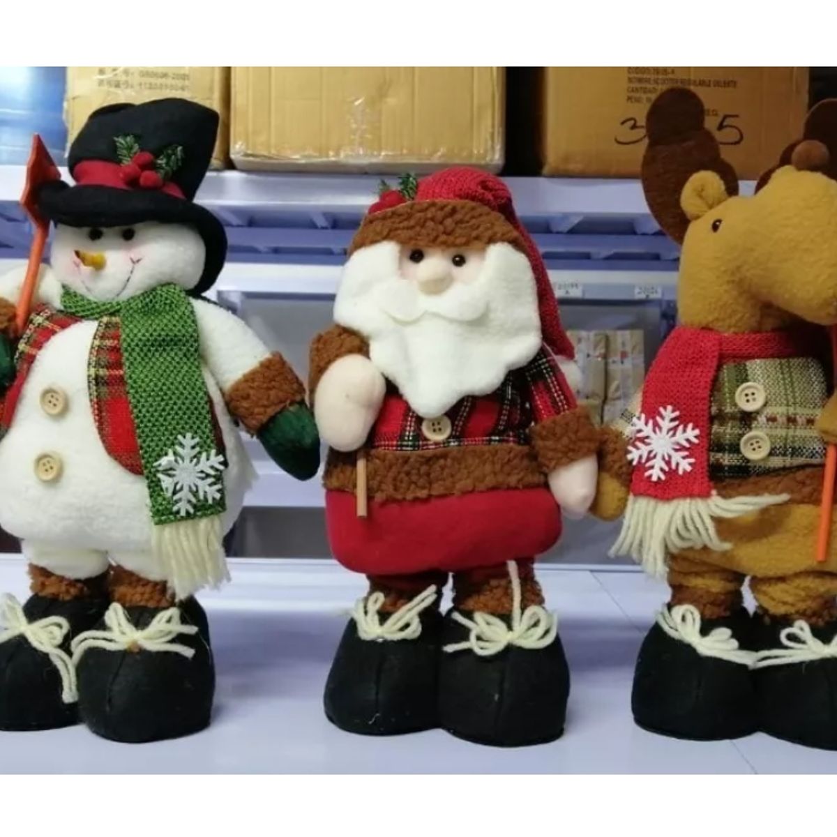 GENERICO - Pack 3 Monos Patas Largas 50cm Navideño Adorno