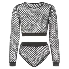 GARSIL - Conjunto Para Mujer - Lencería Sensual Tipo Malla Peto + Calzon