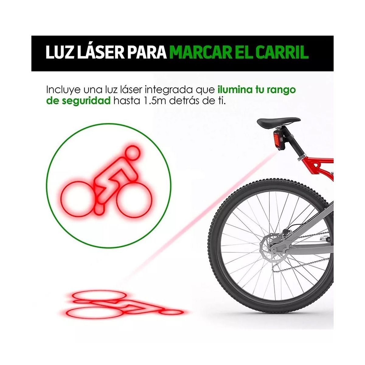 GENERICO - Luz De Bicicleta Led Trasera Inteligente Control Direccional