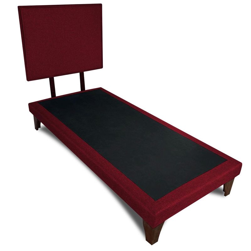 GENERICO - Base Para Cama 1 Plaza BOX Con Respaldo Color Burdeo Lino 200X90