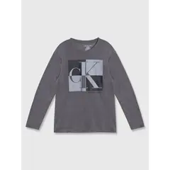 CALVIN KLEIN - Polera Niño Blockade Gris