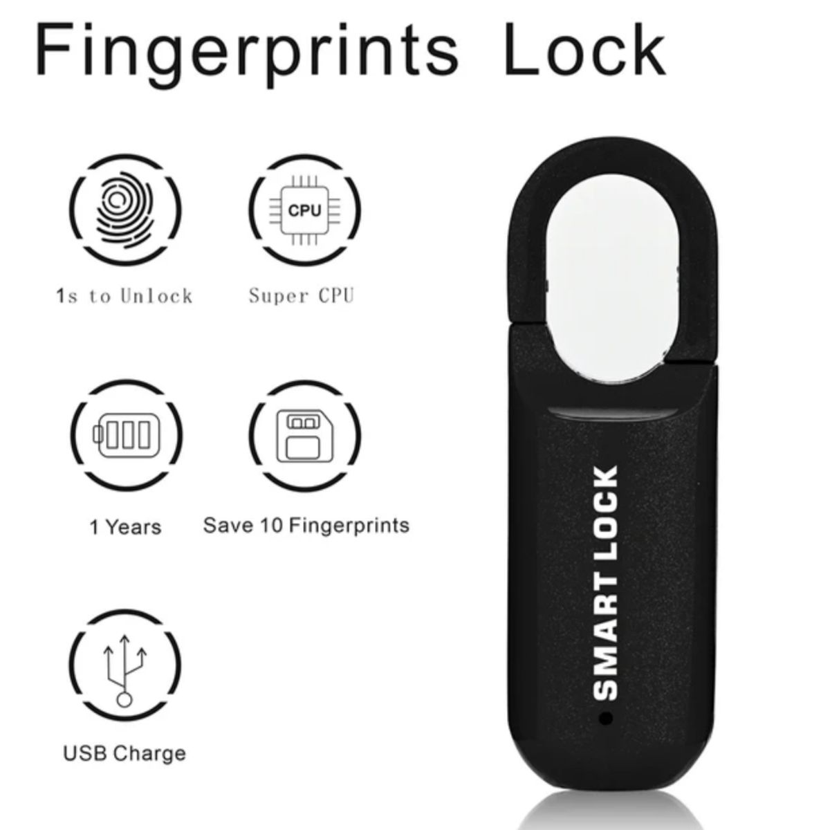 GENERICO - Mini Candado Inteligente con Huella Digital reforzado