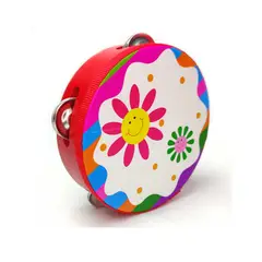 ARTIDIX - Pandero musical infantil flores 6 pulgadas 8 chapas