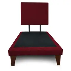 GENERICO - Base Cama Europea 1.5 Plazas BOX Con Respaldo Burdeo Liso 200X105