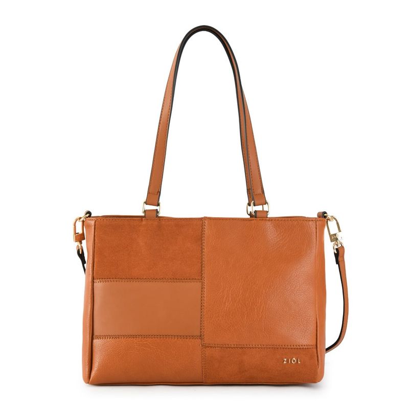ZIOL - Cartera dos asas tres divisiones grande ellie café