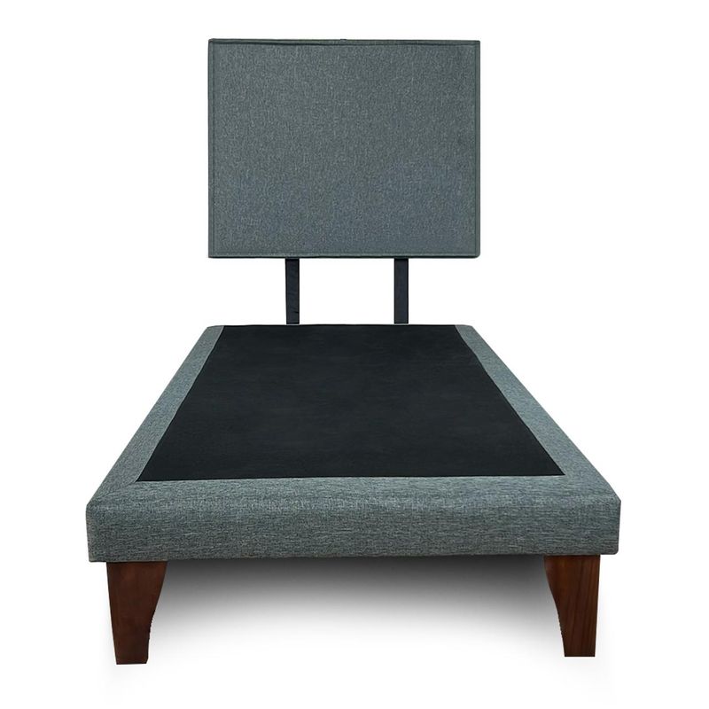 GENERICO - Base Para Cama 1.5 Plazas BOX Con Respaldo Color Gris Lino 200X105