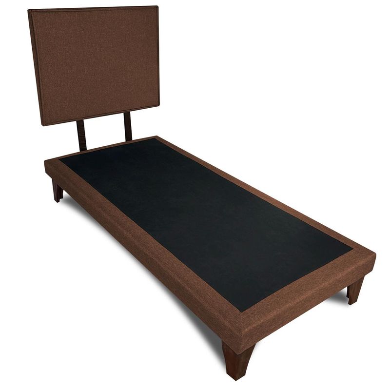 GENERICO - Base Para Cama 1.5 Plazas BOX Con Respaldo Color Cafe Lino 200x105