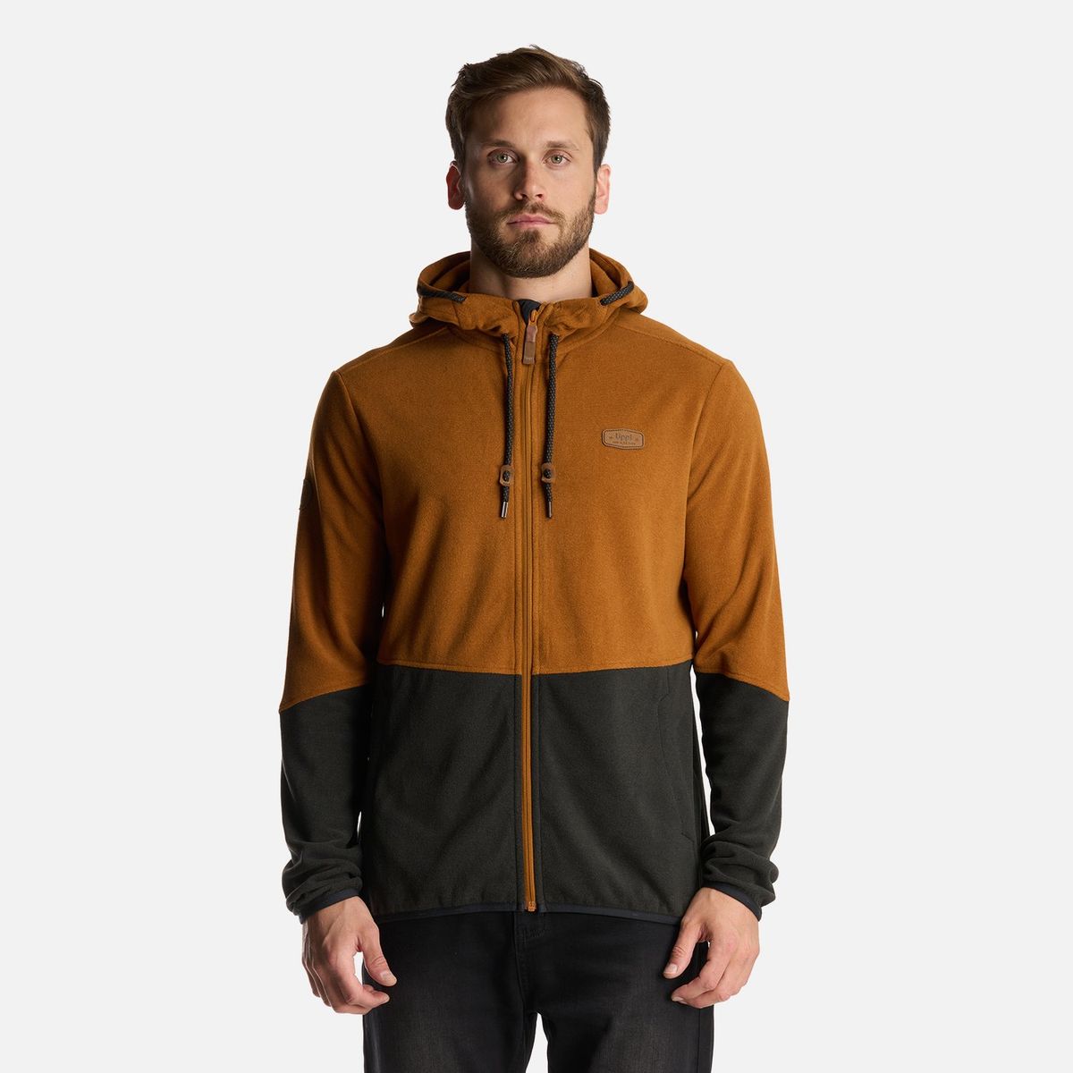 LIPPI - Poleron Hombre Stripes Nano-F Full Zip Hoody Cafe Claro Lippi