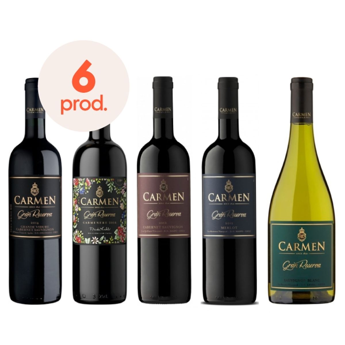 CARMEN - 6x Mix Vinos Carmen Gran Reserva 750cc
