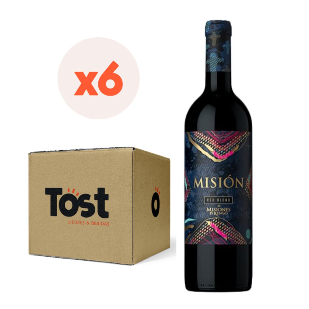 MISIONES DE RENGO - 6x Vino Misión Red Blend 750cc