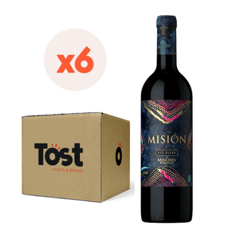 MISIONES DE RENGO - 6x Vino Misión Red Blend 750cc