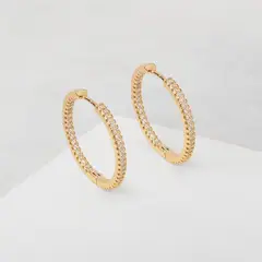 BY LAS CAYETANAS - Aros argollas CLARA con microcristales