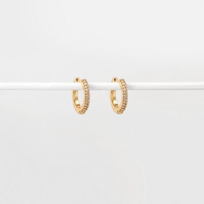 Imagen 2 del producto Aros argollas GRETA con microcristales blancos