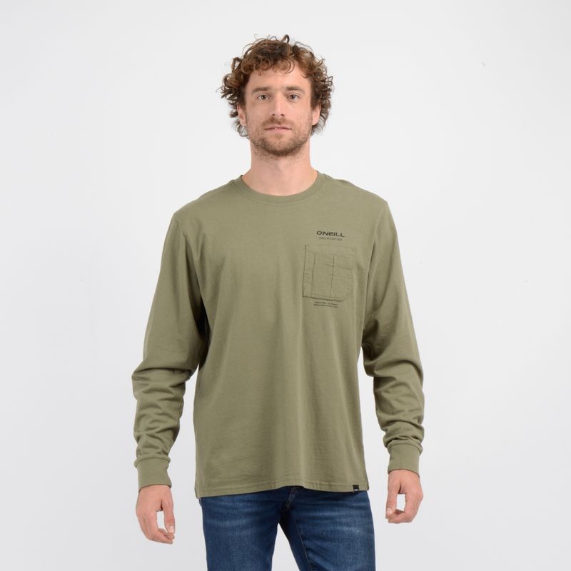 O'NEILL - POLERA MANGA LARGA JOURNEY  VERDE OSCURO
