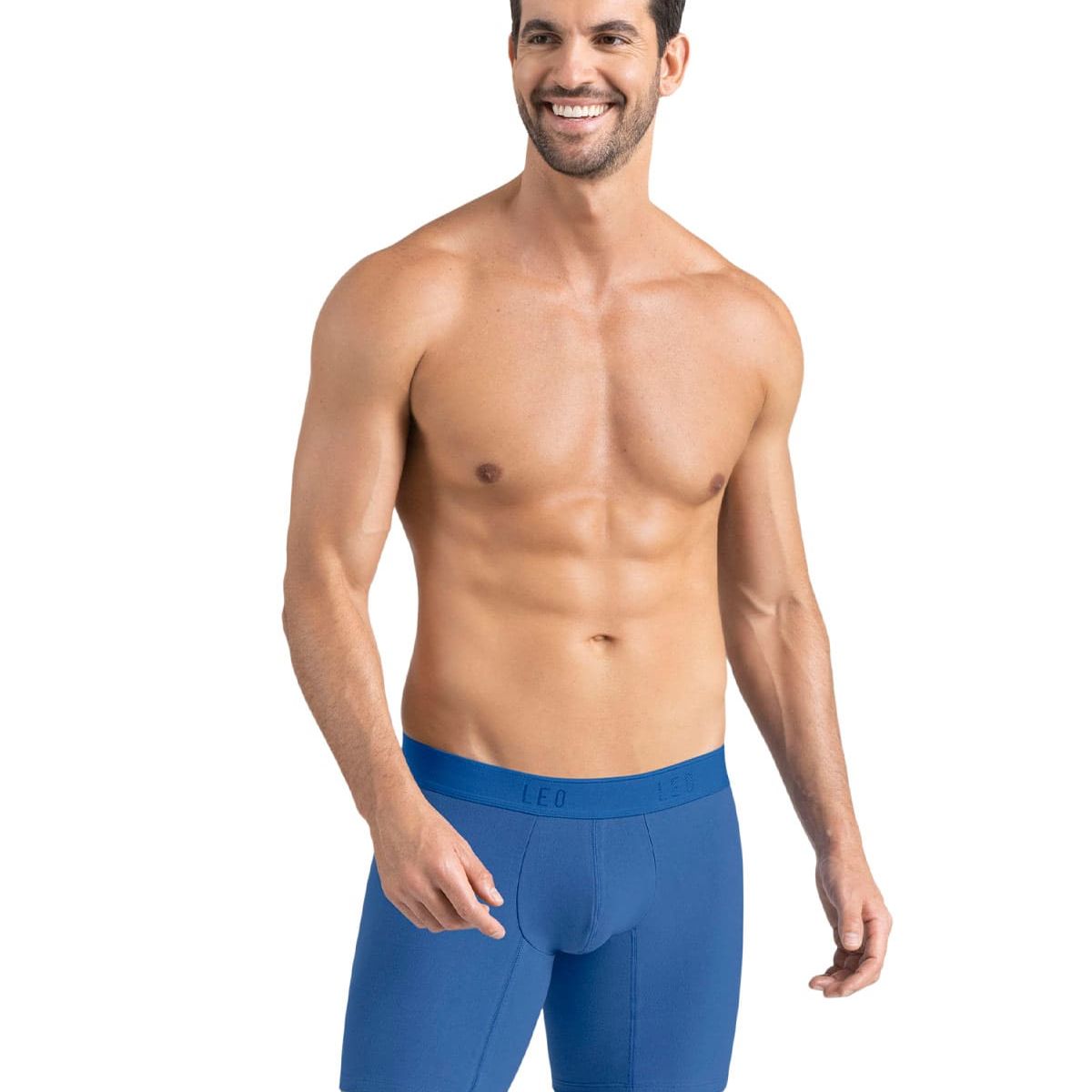 LEO - Bóxer medio en algodón comodidad total 033123 Azul Medio