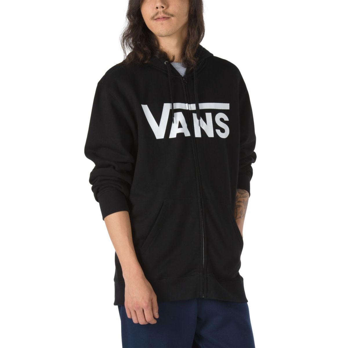VANS - Poleron Algodón Vans Classic Zip Hoo Negro Hombre VANS