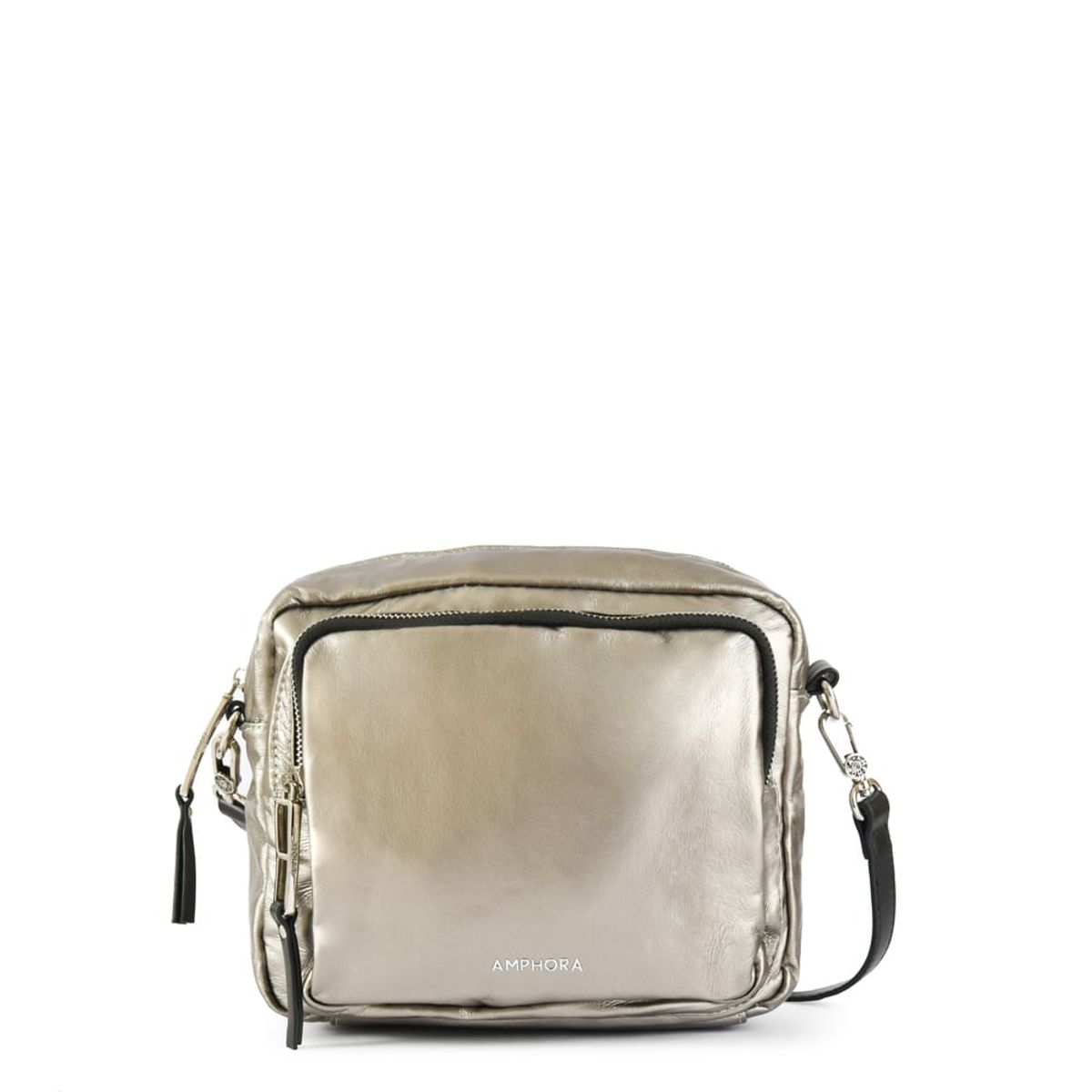 AMPHORA - Cartera bandolera pequeña organic plateado oscuro