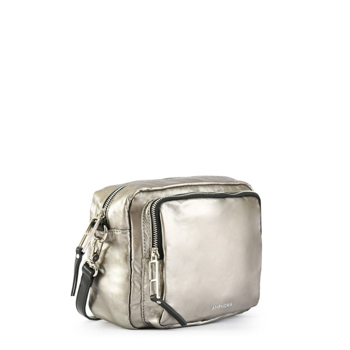 AMPHORA - Cartera bandolera pequeña organic plateado oscuro