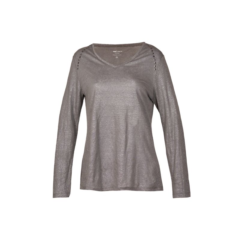 ROCKFORD - Polera Lino Orgánico Mujer Emily Gris ROCKFORD
