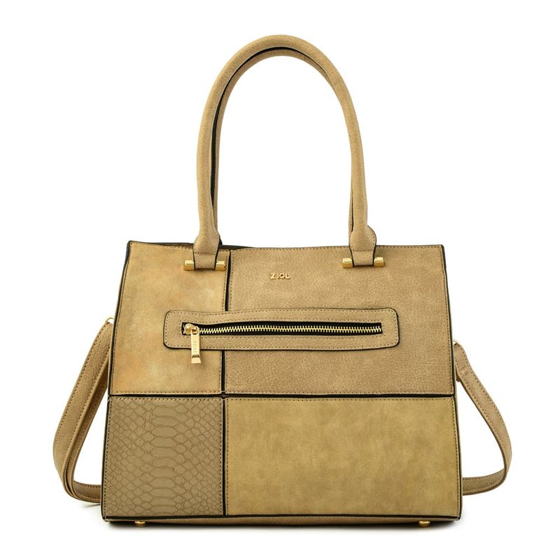 ZIOL - Cartera dos asas tres divisiones mediana croix beige